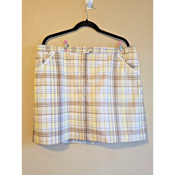 Izod Golf Dresses & Skirts - Golf Skirt Womens Sz 16 yellow/brown Skort, lined, front zip, Izod-pickleball